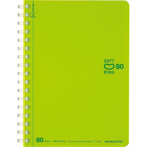 KOKUYO Soft Ring Notebook, Dotted B-ruled, A6, 80 sheets, Yellow-Green, Su-SV358BT-LG