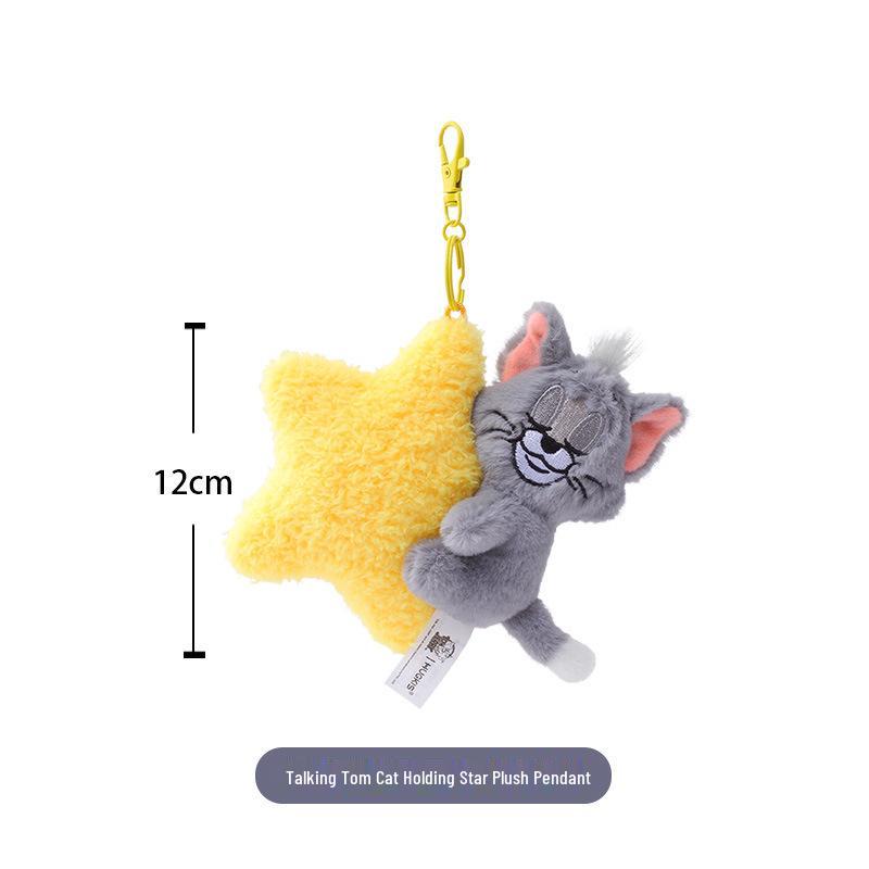 Cat and Mouse Under Moon and Stars Plush Pendant - Cute Starry Sky Keychain Charm Officially Licensed