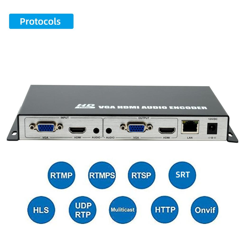 ORIVISION HDMI VGA Video HD Video and Audio Encoder with HDMI VGA HTTP RTSP Multicast and SRT H.265 H.264 1080P@60 Encoder, Encoder, Multi-Channel