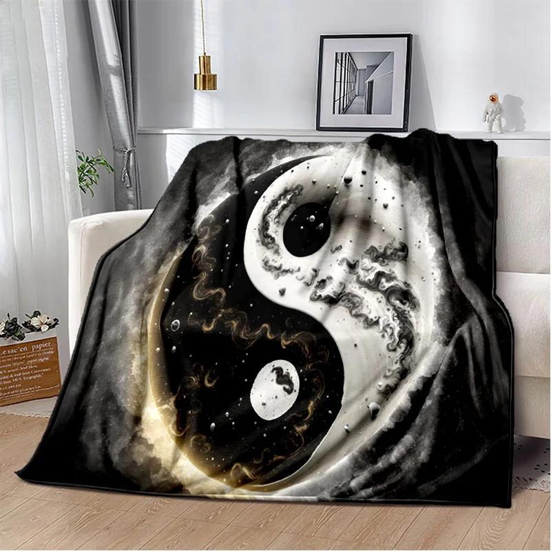 3D Naturalize Yin and Yang Chinese Tai Chi Blanket,Soft Throw Blanket for Home Bedroom Bed Sofa Travel Office Cover Blanket Kids