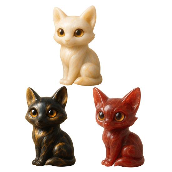 Big-Eyed Fox Figurine Hand-Carved Healing Fox Statue Lucky Animal Sculpture Home Office Desktop Decoration Ornament