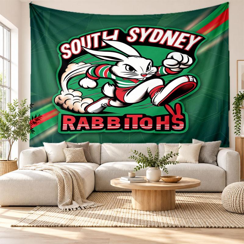 South Sydney Rabbitohs Wall Tapestry, Soft Fabric Wall Hanging, Decorative Backdrop For Bedroom Home Wall Art