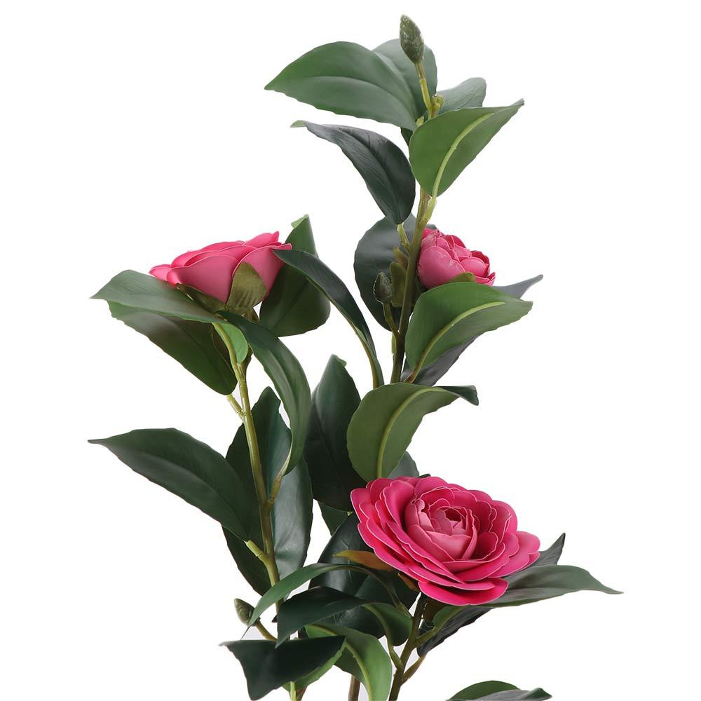 Real Touch Silk Camellia Flowers Branch Plastic Fake Flower  Balcony Decoration