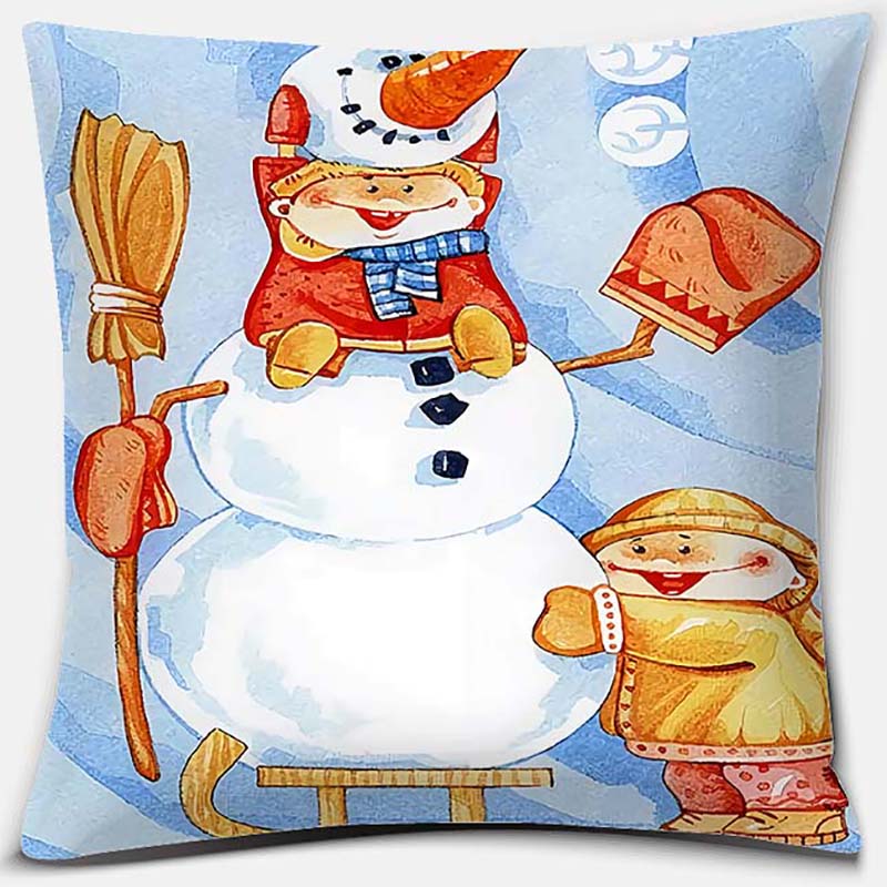 Santa Print Series Pattern Pillowcase Square Pillowcase Home Office Decoration Pillowcase