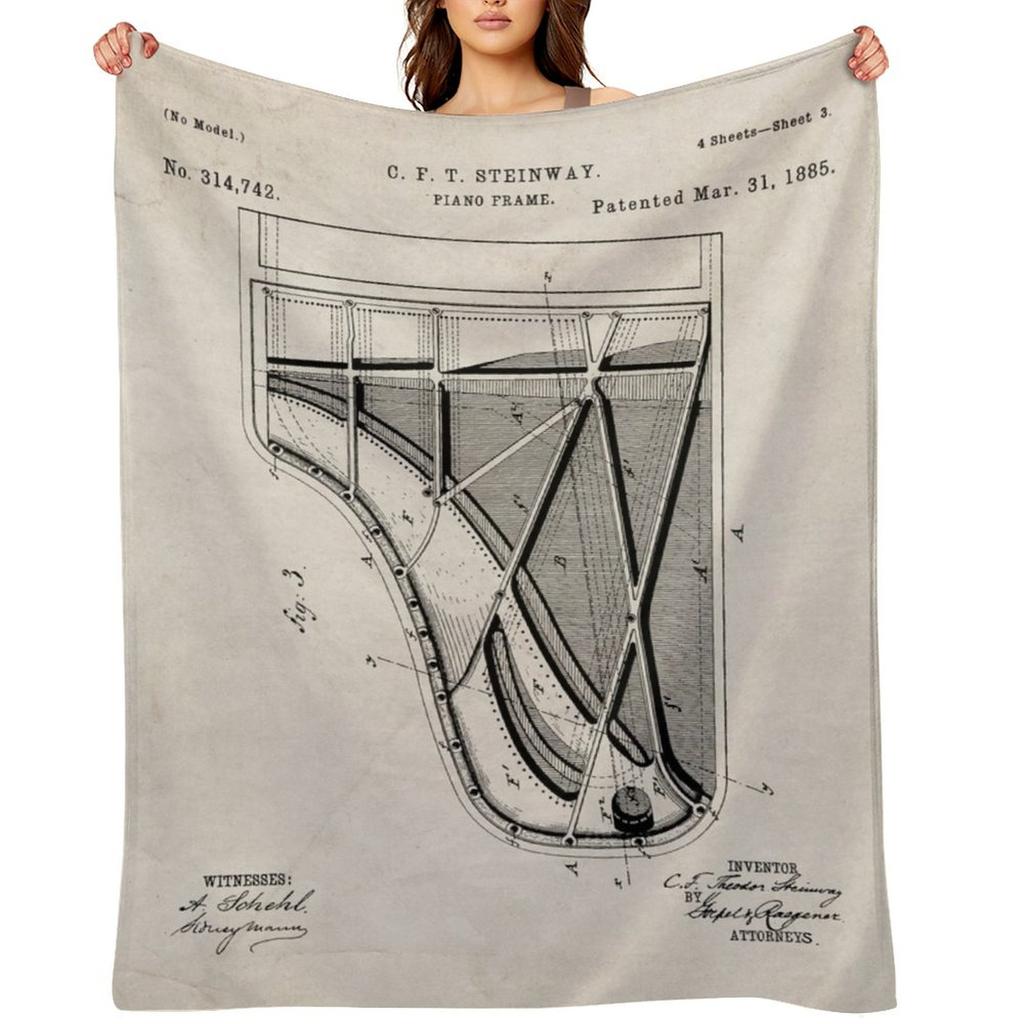 Steinway Piano Patent - Piano Player Art - Antique Throw Blanket Sofa Bed Extra Large Throw Kid'S for Sofa Blankets