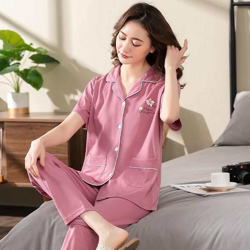 Piżamy damskie bawełniane Dwuczęściowe zestawy piżam damskich Plus Size Luźne, codzienne, domowe