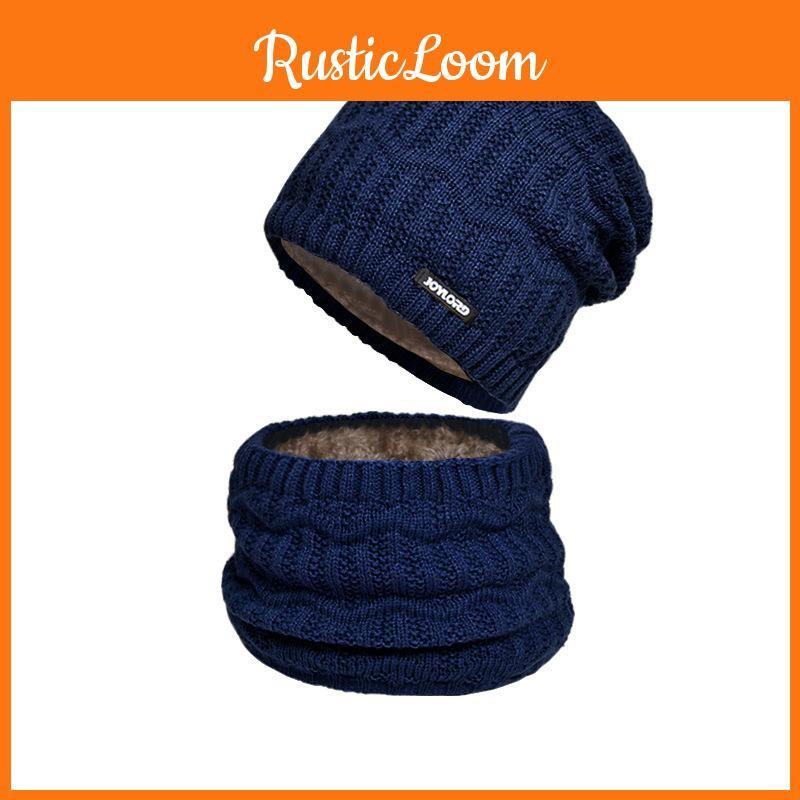 Knitted Warm Outdoor Hat And Scarf Set With Letter Decoration For Cold Season