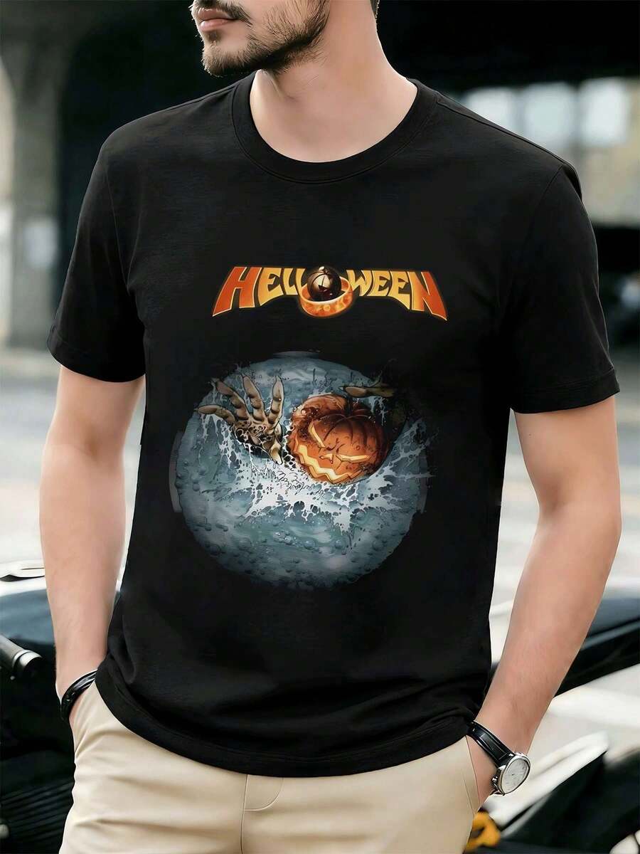 

Halloween Pumpkin Skeleton Tee Shirt Quality Fabric, Street Hip-Hop, Comfortable, Hardwearing, Art Print 5XL різнокольоровий