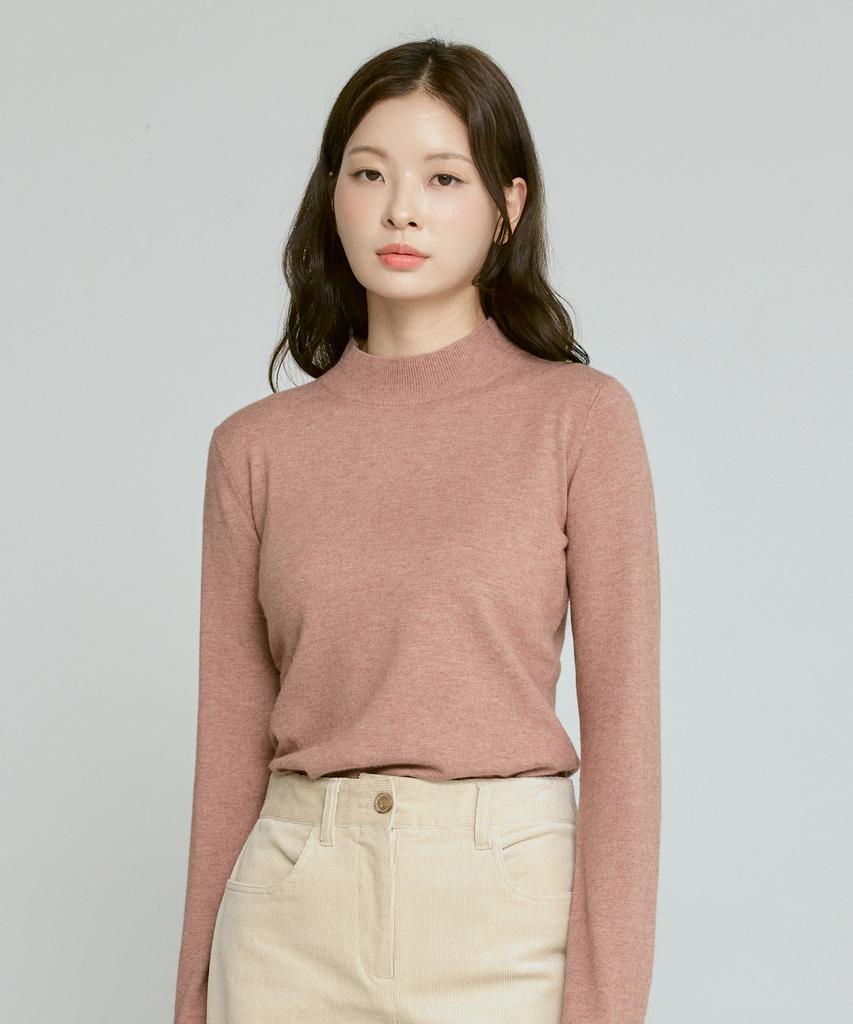 210EDIT Women'S Cashmere Blended Mock Turtleneck Knit [Melan Coral]_Zz4Sw011
