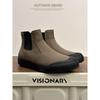 [Autumn Winter Chelsea Boots Men Women Genuine Leather Ankle Boots Couple Motorcycle Casual Shoes]