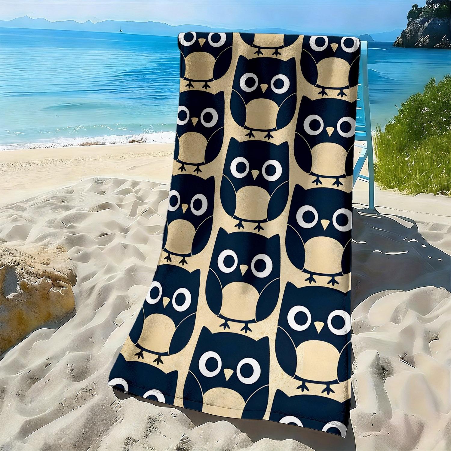 

Cute cartoon owl pattern polyester microfiber beach towel is highly absorbent, suitable for swimming and beach outings W30*H60(CM)