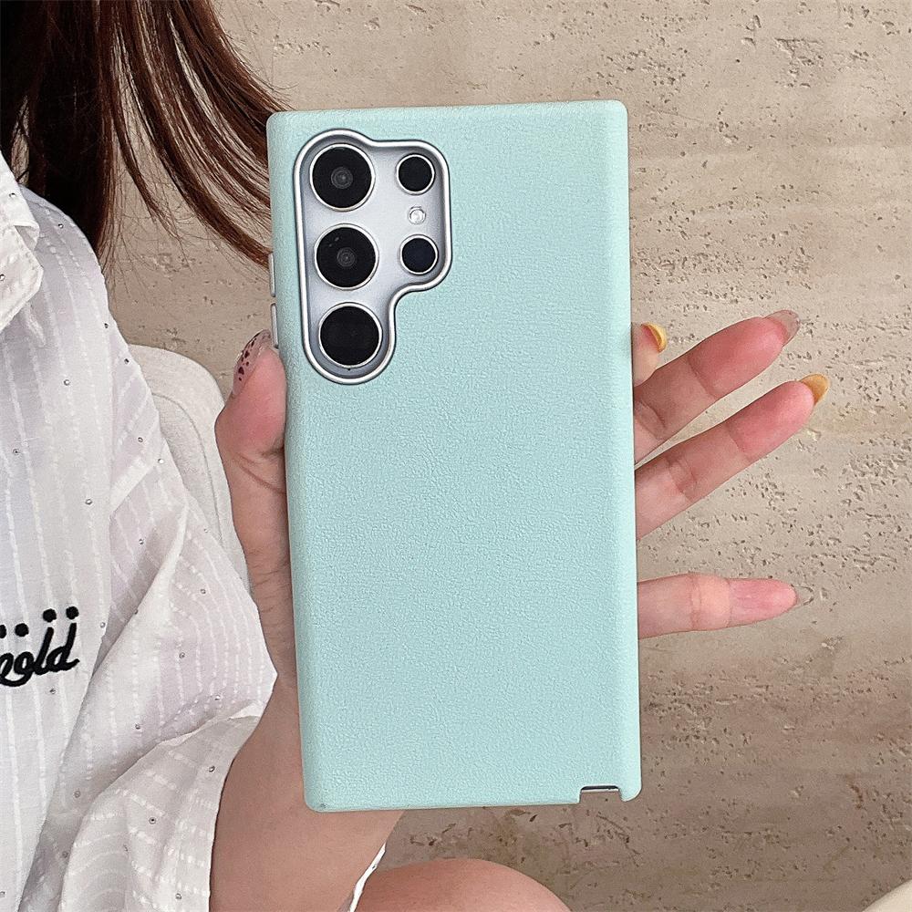 Thin Shockproof Leather Phone Case for Samsung Galaxy S25 Edge S24 S23 Ultra S22 Plus Matte Skin Feeling Solid Candy Cover Funda