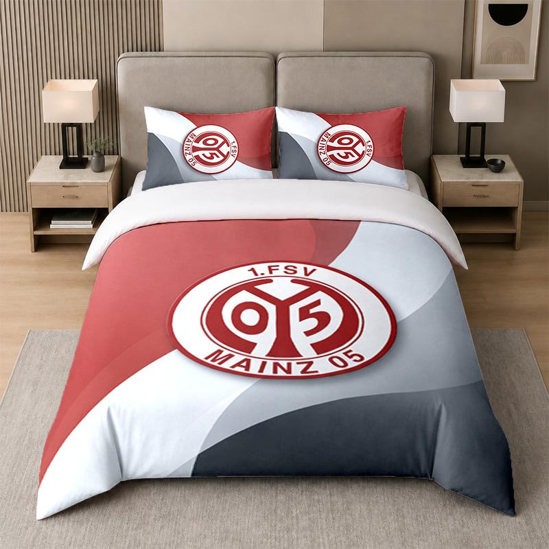3Pcs Bedding SetMainz FC Soft Bed Sheet and Two Pillowcases Home Bedroom Decor