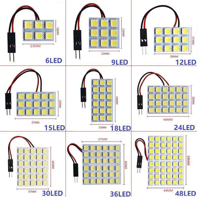 Auto T10 Festoon 5050 6/9/12/15/18/20/24/36/48 SMD Panel light white/ice blue Car LED Reading Dome Trunk lamp bulb 12V Lights Bulbs 7