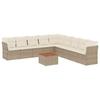 Vidaxl 10-Cz. Set di Mobili da Giardino con Cuscini, Beige, Polyrattan