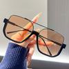 Double Beam Tea-Colored Sunglasses Retro Oversized Frames Transparent Black for Men and Women High-End Fashion