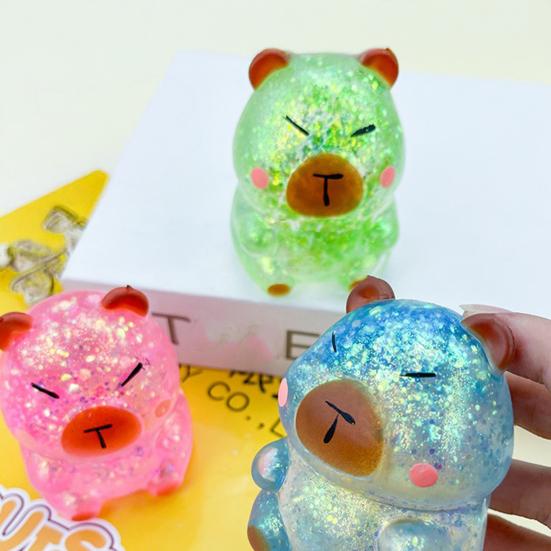 Glitter Cartoon Animal Sensory Fidget Toy for Adults Kids Cute Pig Duck Turtle Squeeze Toy for Stress Relief Easter Basket