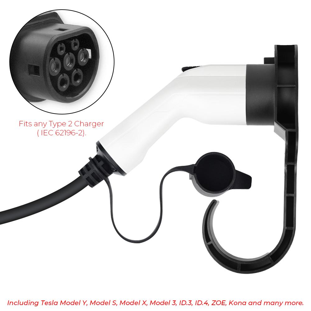 Gun Head Socket For Type 2 Connector EU Plug EV Charger Cable Holder For Electric Car Charging Wall Mount Bracket Car Accessories