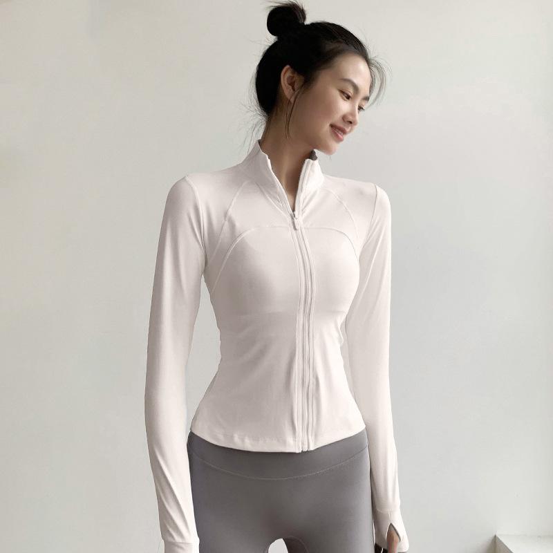Spring Yoga Clothes, Women's Long-sleeved Jackets, Running Training, Fitness Clothes, Quick-drying, Windproof, and Exercise Clothes.