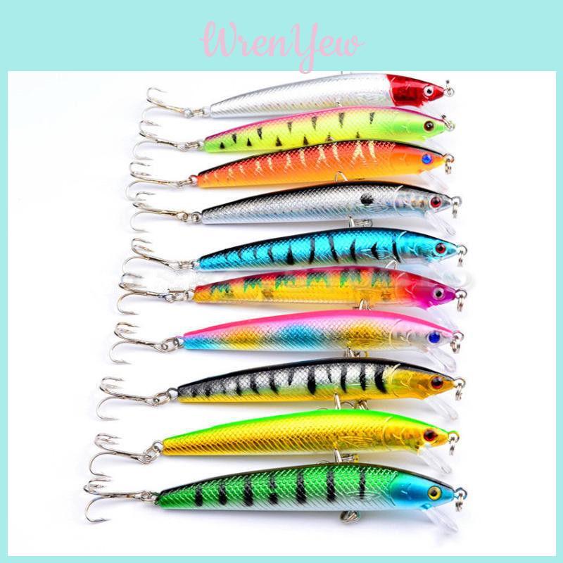 Realistic Minnow Fishing Lures Set 10-color 9.5cm 8.5g Explosive Hook Bait