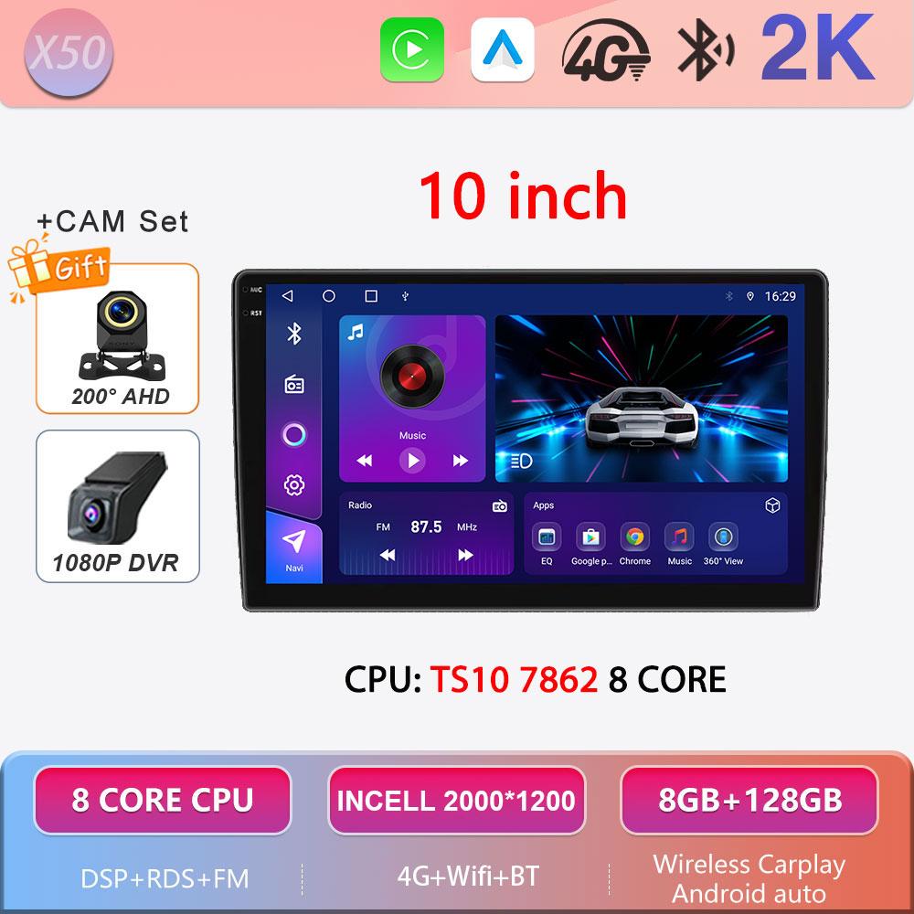 Autoradio Android 16 universel 9/10 pouces, CarPlay, Android Auto, GPS, lecteur multimédia, WiFi, écran QLED, BT 2 DIN