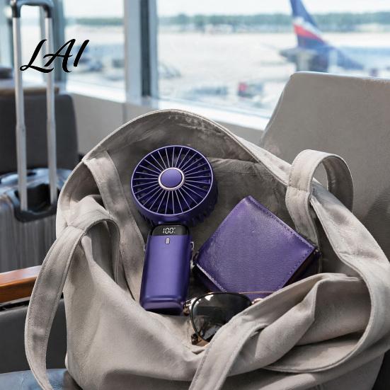 Portable Handheld Fan Foldable Fan Rechargeable USB Mini Desk with 5 Speed Summer Essential LED Display Personal Cooling for Home Office Travel Air