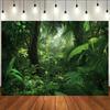 2D planar banner 1 piece of jungle forest photography backdrop - Rainforest scene with hazy sunlight and bright green leaves