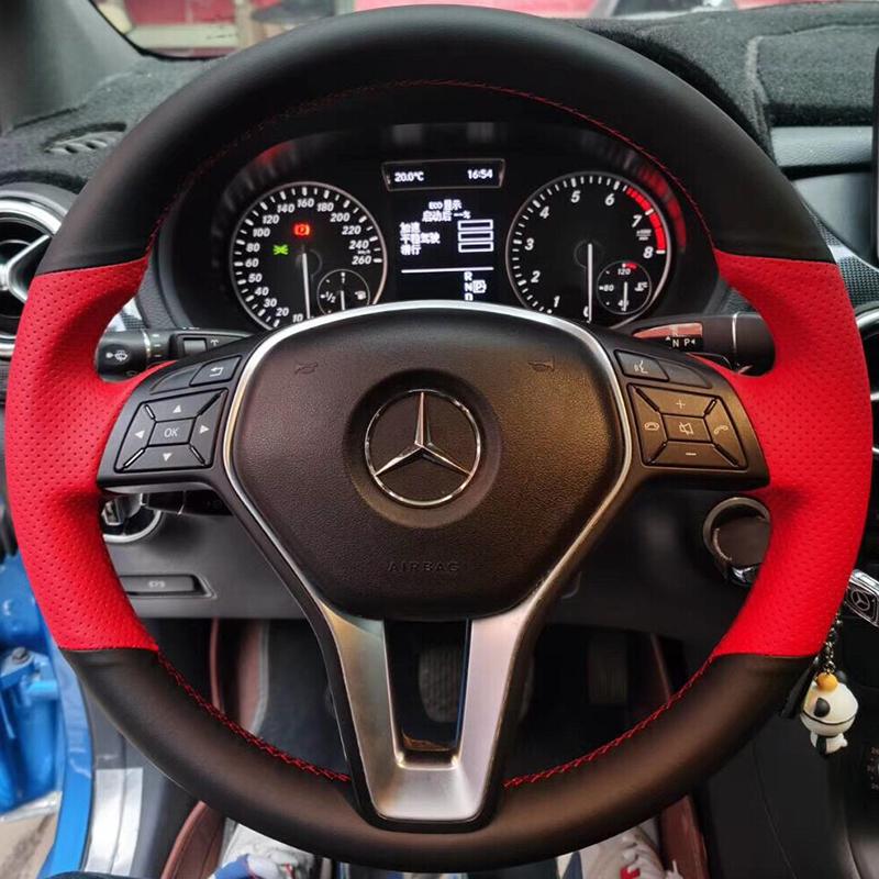 Pro Mercedes Benz W176 W246 Třída A Třída C W204 C117 C218 X218 W212 C207 Ručně šitý protiskluzový potah na volant do auta