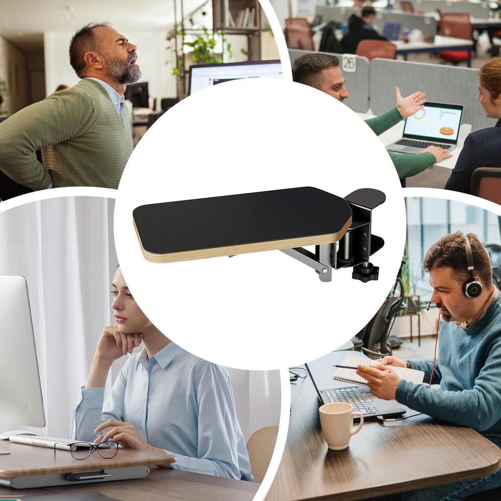 Computer Arm Rest for Desk Wooden Table Extender 90 Degree Rotatable Foldable Padded Arm Rest for Typing Gameplay Computer
