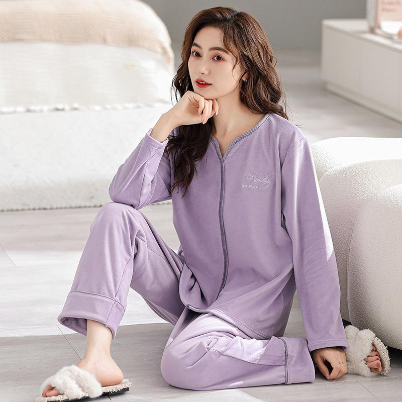 

Пижама из флиса Island Женская Осенне-зимняя Коралловый флис Тонкий флис Теплая Фланель Повседневная Красная Домашняя одежда Женский костюм 3XL