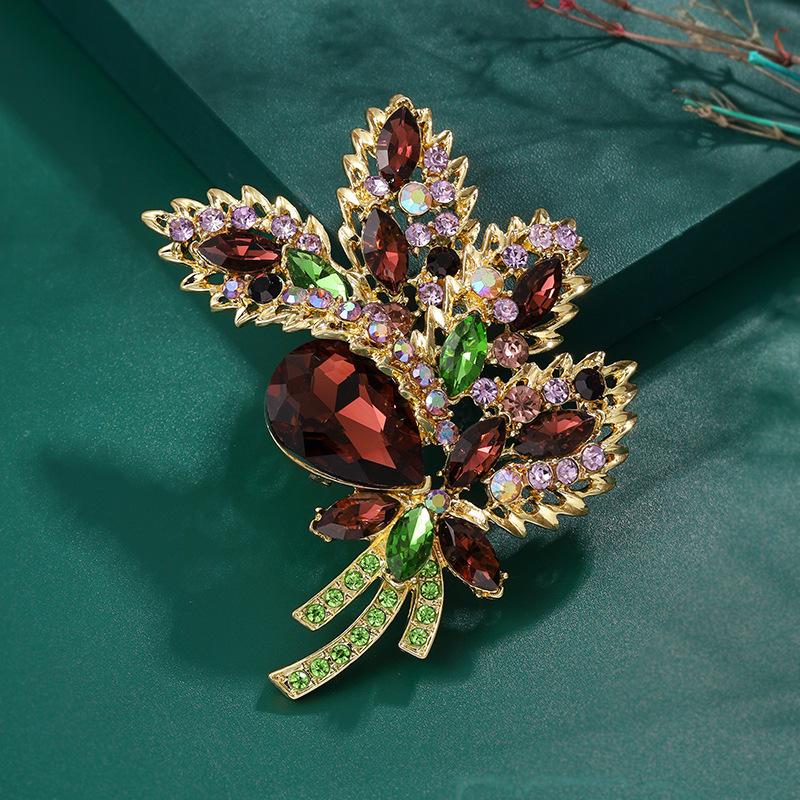 Винтажная роскошная большая брошь со стразами, игольчатая хрустальная преувеличенная серия значков с изображением растений, аксессуары для одежды