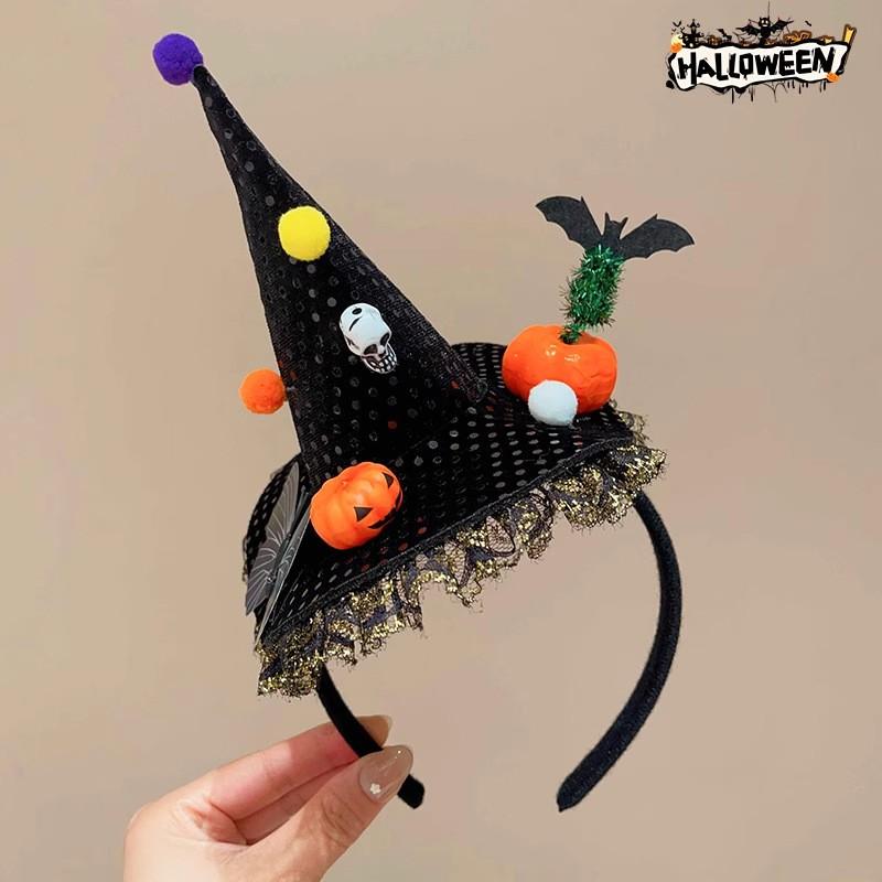 Halloween Witch Hat Headband Kids Adults Costume Accessory With LED Light Decorative Hair Clip