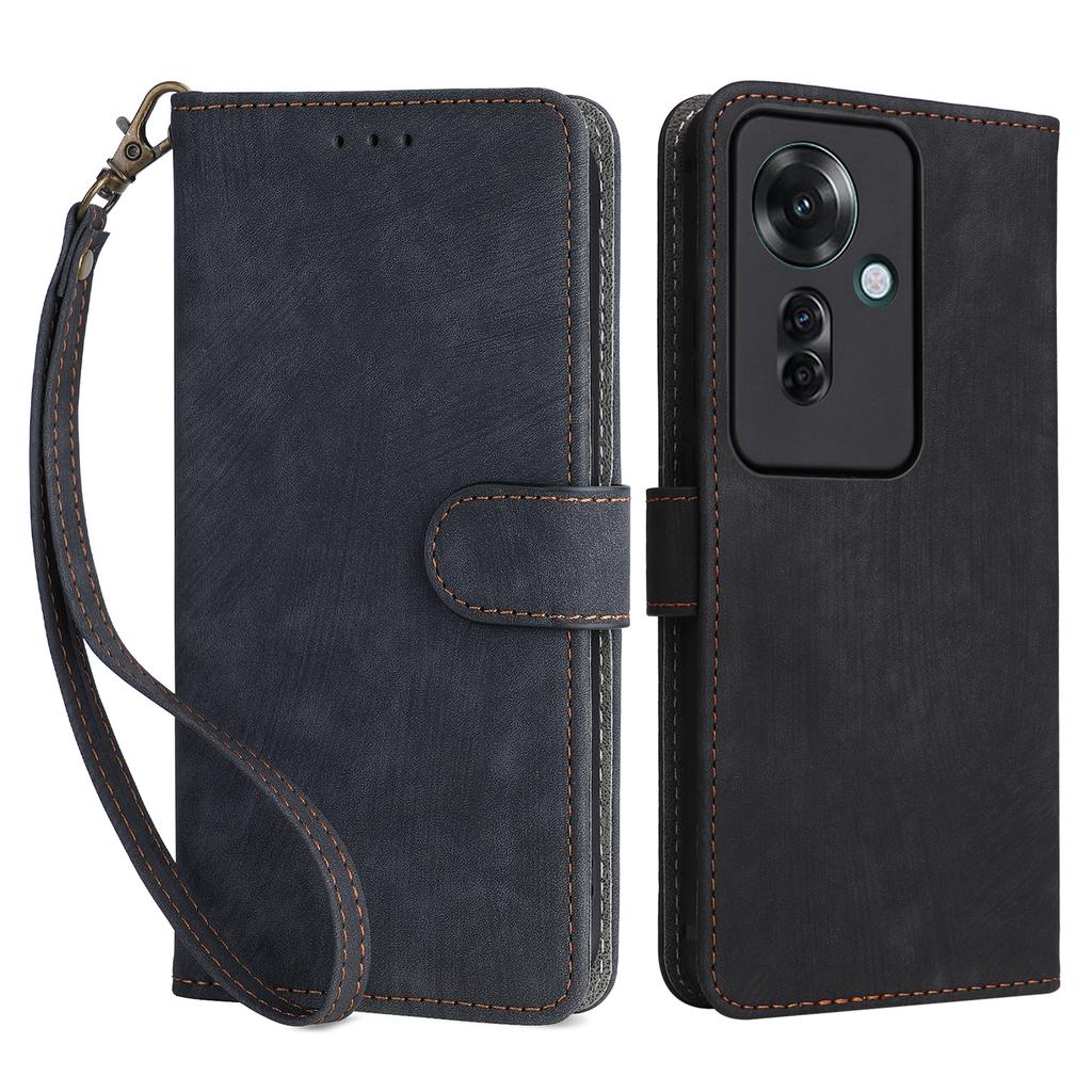 For Oppo Reno11 F 5G/F25 Pro 5G Wallet Case RFID Blocking Phone Cover with Wrist Strap