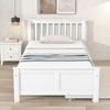 Wooden Bed, Single Bed, Youth Bed, Adult Bed, with Storage Drawers, Frame Made of Pine Wood, White (90x200cm)