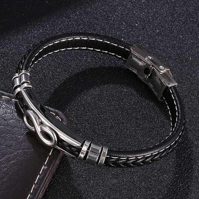 Infinity 8-Shape Hip Hop Men's Leather Bracelet - Trendy Woven Accessory
