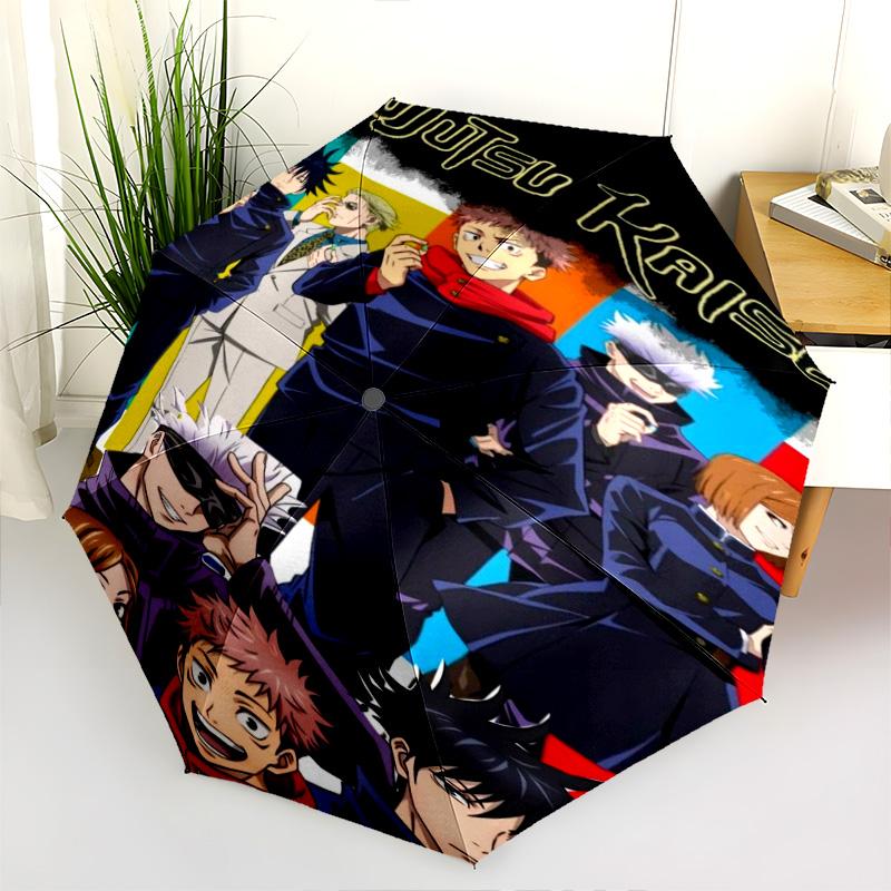 Jujutsu Kaisen Anime Character Print Folding Umbrella Suitable For All Seasons Travel Umbrella Light Travel