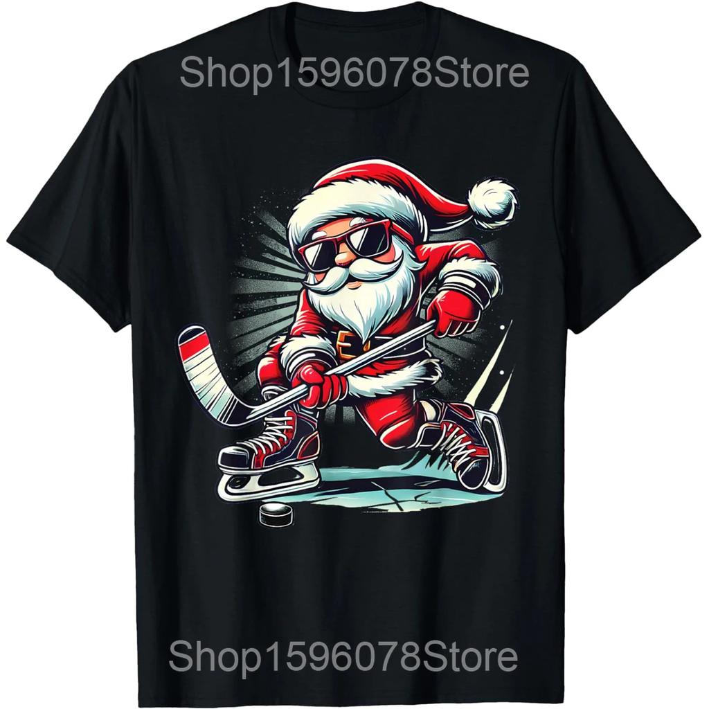 The Season Hockey Coffee Xmas Tree Ice Hockey Christmas T Shirts Humor Streetwear Tee Shirt Short Sleeve Unisex Loose Clothing