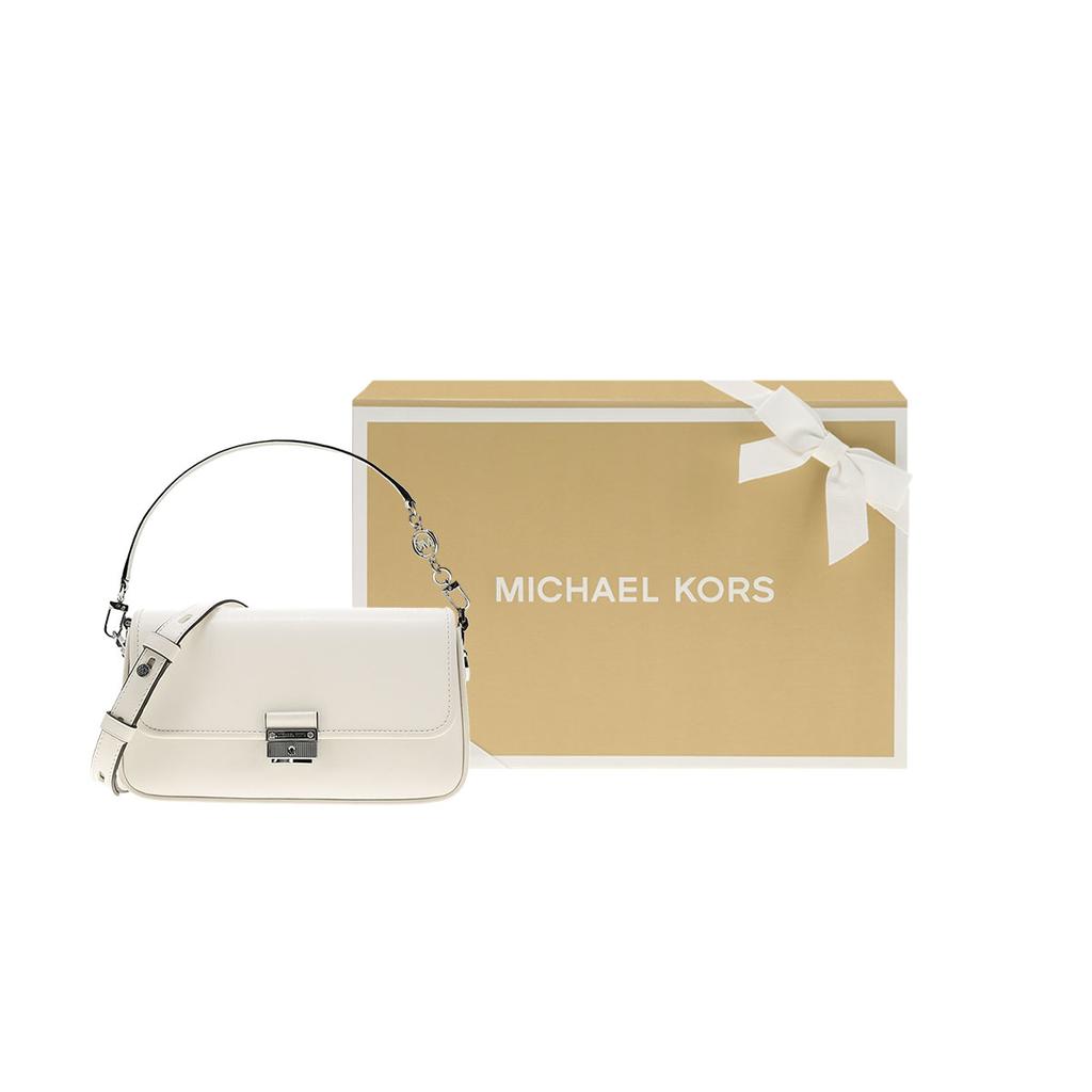 New MICHAEL KORS Bradshaw Cow Leather Baguette Shoulder Bag Women's Pure White 30S1S2BL1L-085