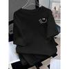 Plus-Size Dames T-shirt Minimalistisch Zachte en comfortabele stof met smiley gezicht print