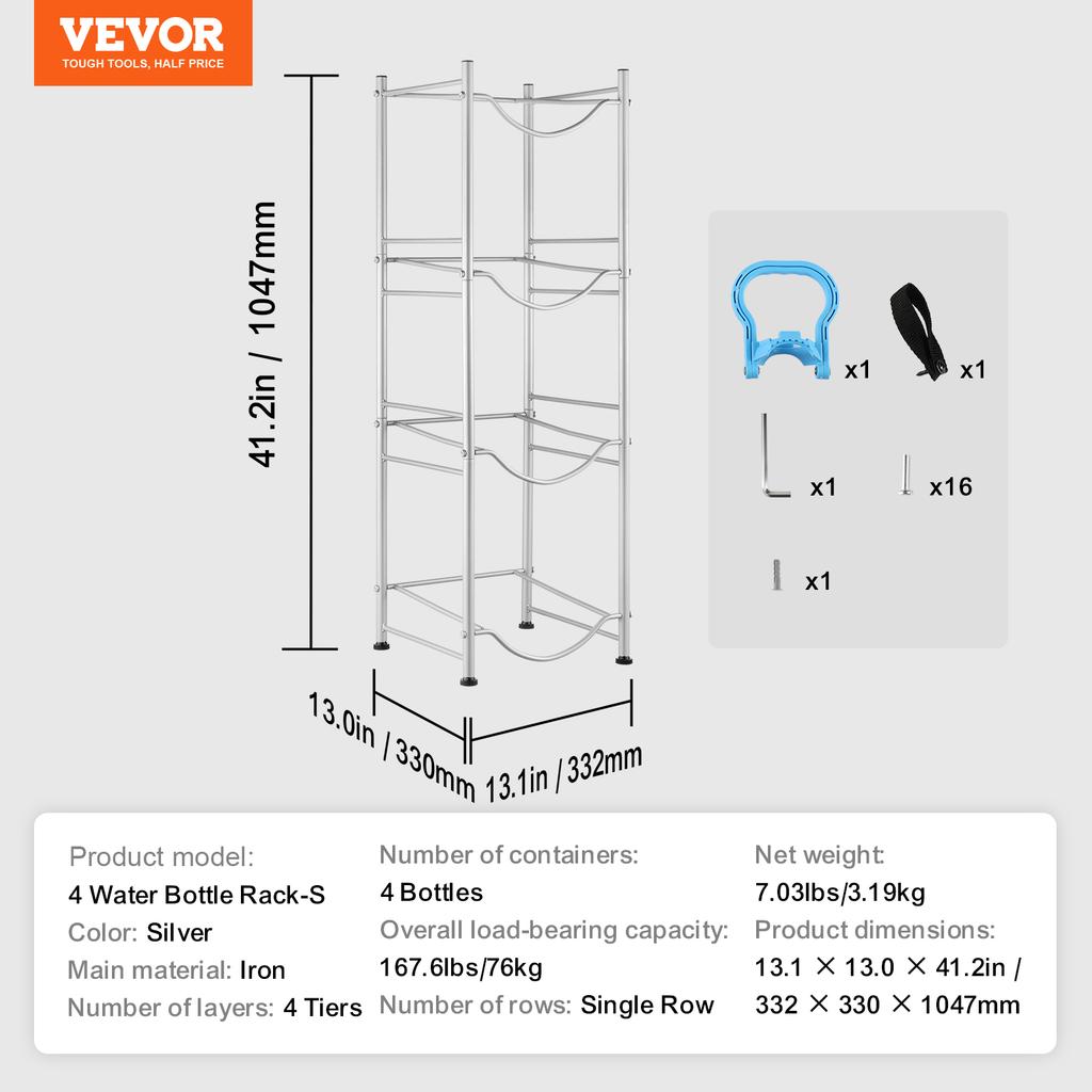 SucceBuy 3/4/5 Etagen Wasserkrug Halter Eisen Wasserflaschenhalter Doppel-/Einreihig Einfache Installation für Küche Büro Wohnzimmer