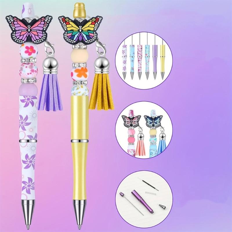Beadable Ballpoint Pen Bead Rollerball Pen Plastic DIY Inks Pen Beaded Pen Gift