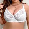 Sexy Spitzen-BH in Übergröße, Körbchengröße D, ausgehöhlt, einfarbig, ultradünn, dicke Damenunterwäsche