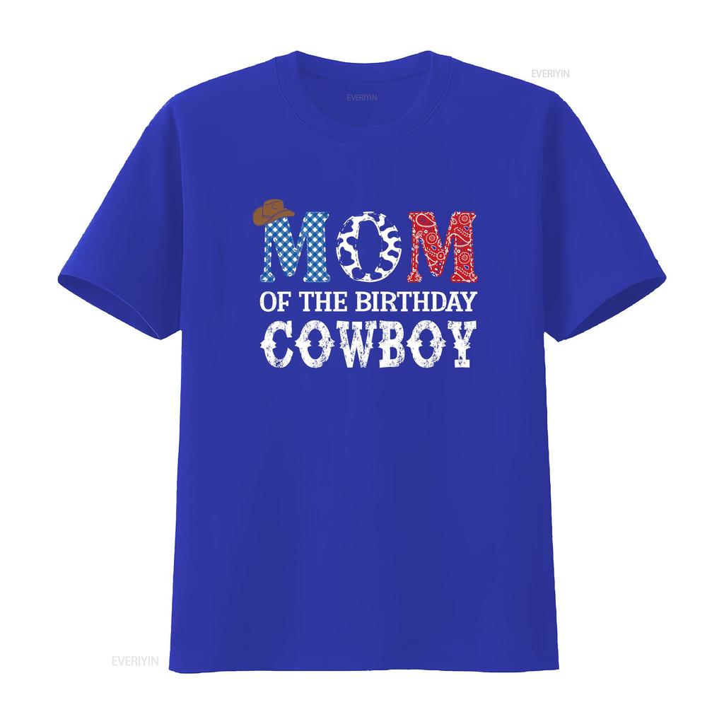 Mom of the Birthday Cowboy Western Matching T Shirt Vintage Washed Versatile Stretched Stylish Breathable Comfortable Graphic