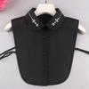 Women's Chiffon Plum Blossom Bead-Stitched Versatile Fake Collar Shirt