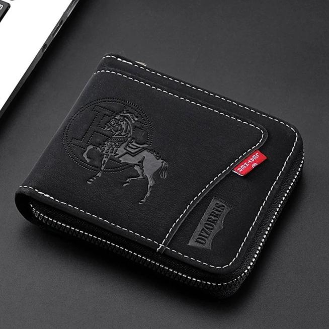 Retro Men's Wallet Money Clip Large Capacity Zipper Short Coin Purse Card Holder High Quality Purse