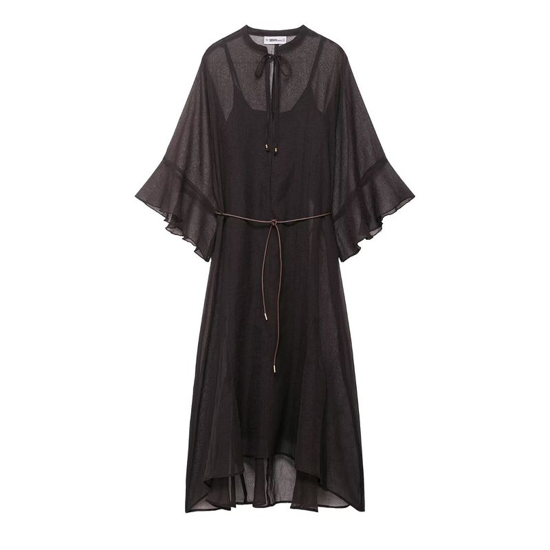 Araltay New Arrival Fashion Style Women's Clothing Fashion All-Match Minimalist Kraft Tan Belt Dress 1165171