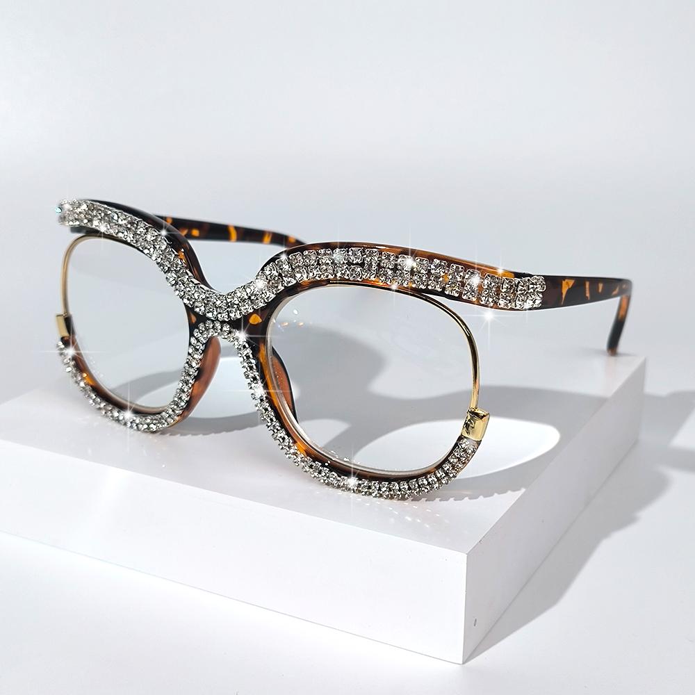 Fashion Cat Eye Reading Glasses with Rhinestone Embellishments - Suitable for Presbyopia From +1.0 To +4.0 Diopters