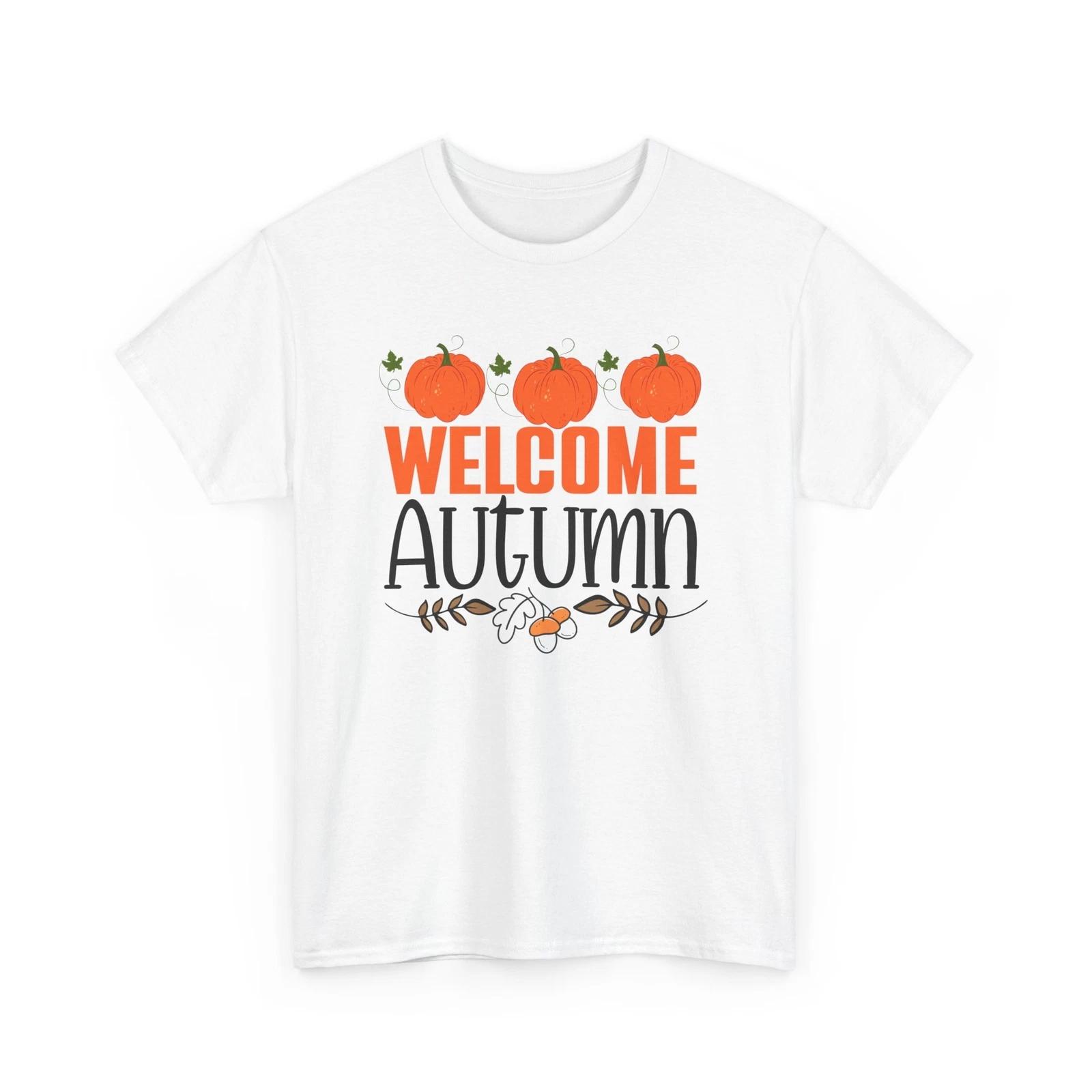 Fall Aesthetic T-Shirt | Autumn Leaves Pumpkin Tee | Welcome Autumn Shirt S