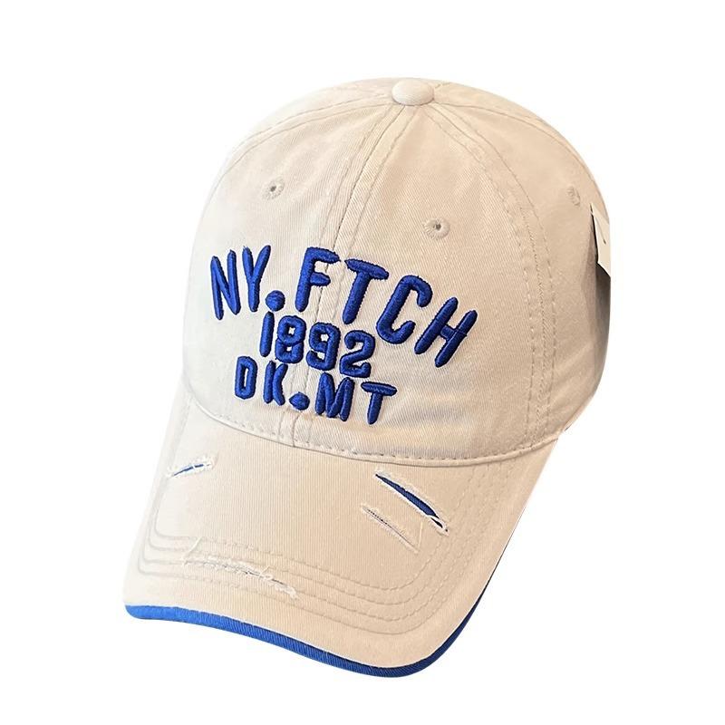 Embroidered Baseball Hat for Women In Summer Korean Style Fashion Letters Big Head Circumference Showing Face Small Sun Protection Baseball Cap