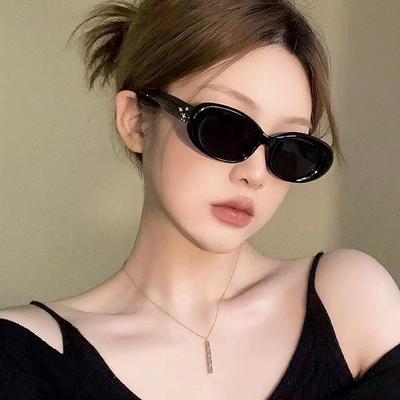 Three Stars Oval Sunglasses Women'S Insgm Anti-Ultraviolet Sunglasses Women'S Polarized Sunshade Ins Wind Uv400